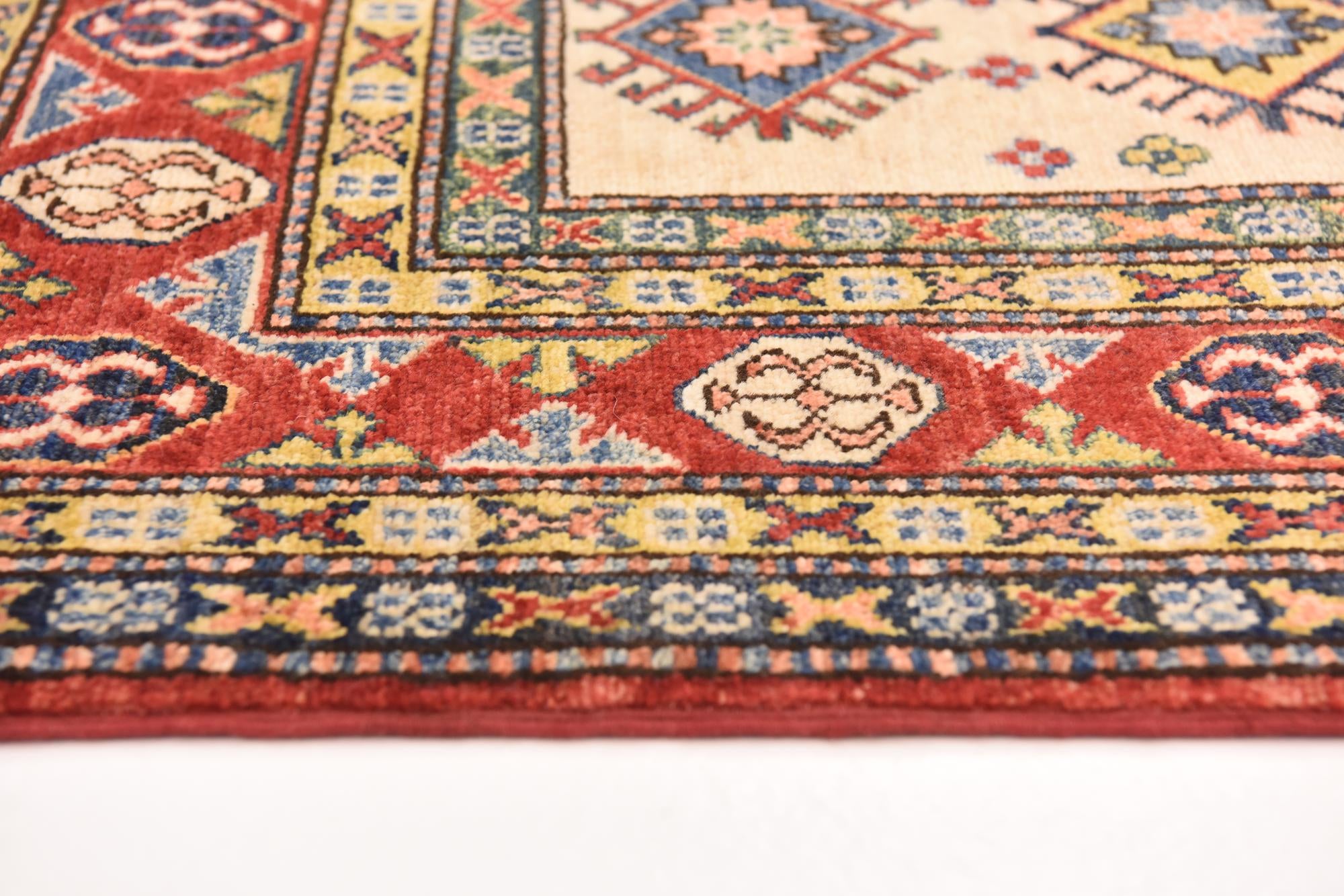 185cm x 230cm anudado a mano Kazak Alfombra Oriental