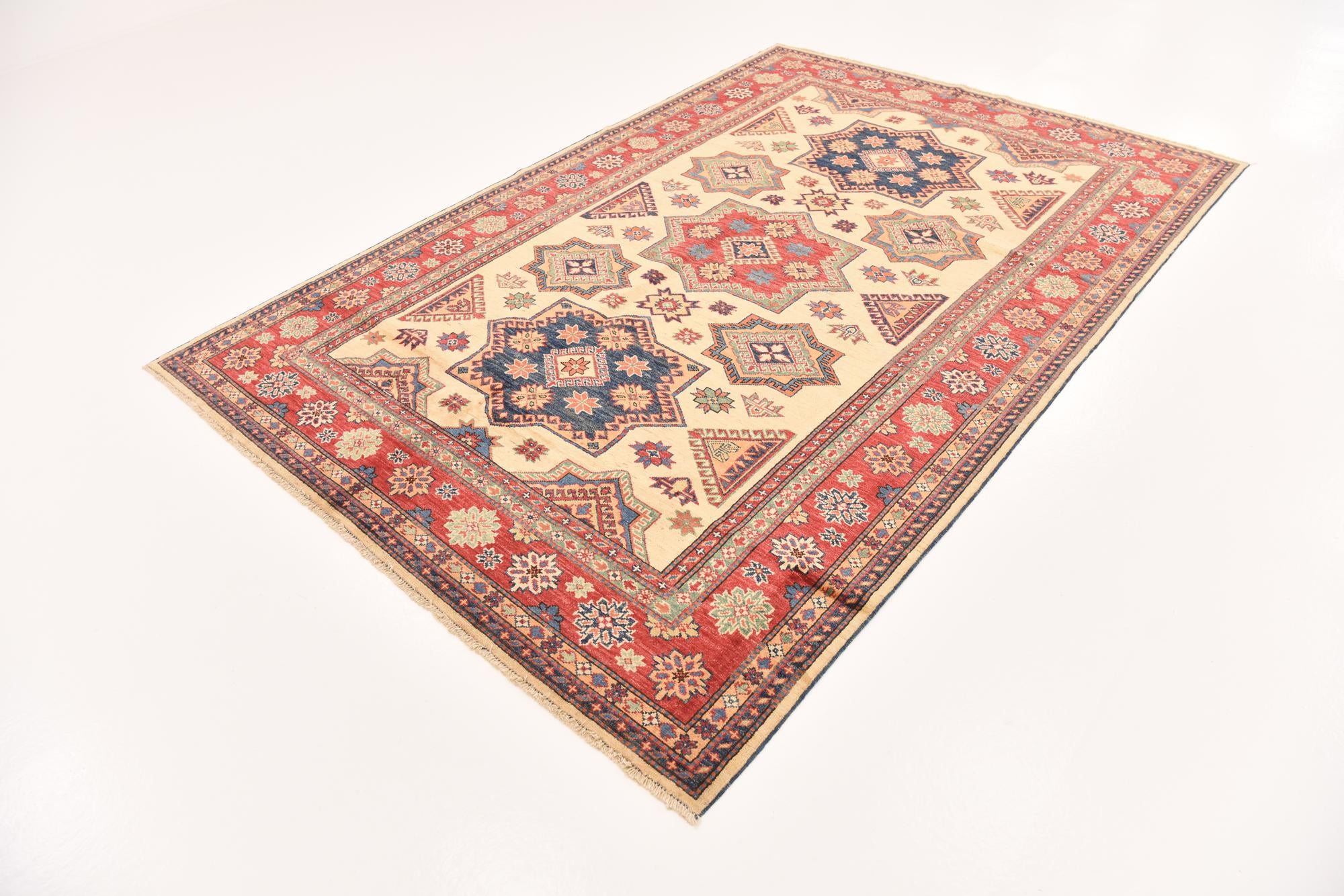 5' 9 x 8' 7 Hand Knotted Kazak Oriental Rug