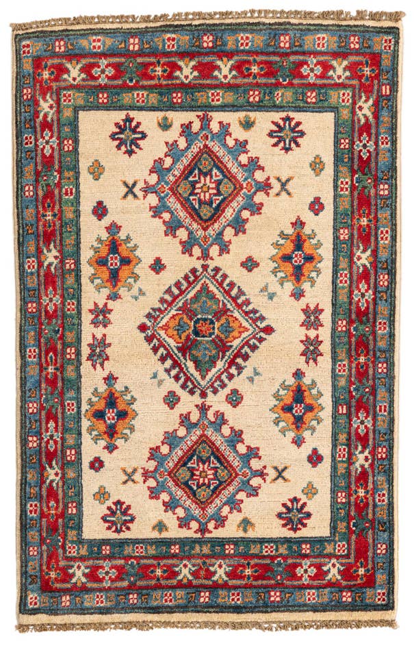 Detail image of 2' 8 x 4' 2 Hand Knotted Kazak Rug