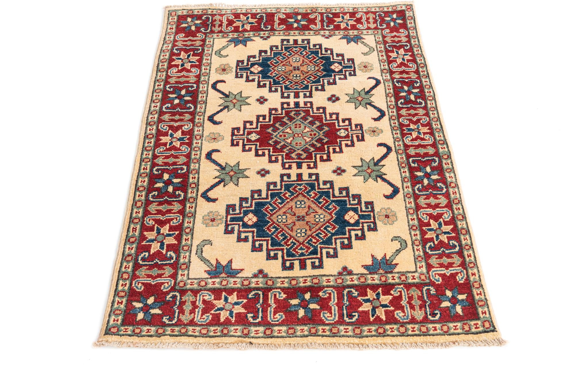 2' 10 x 4' 2 Hand Knotted Kazak Rug