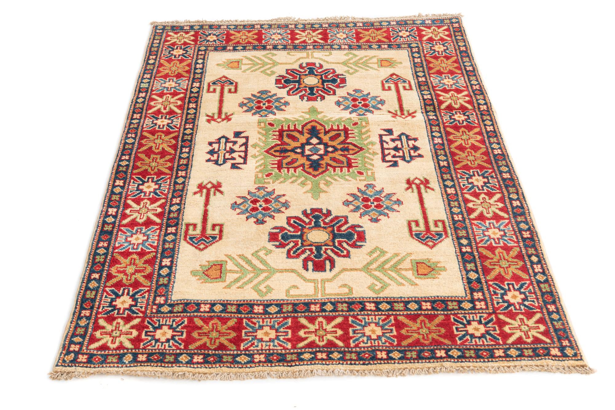 3' 5 x 4' 10 Hand Knotted Kazak Rug