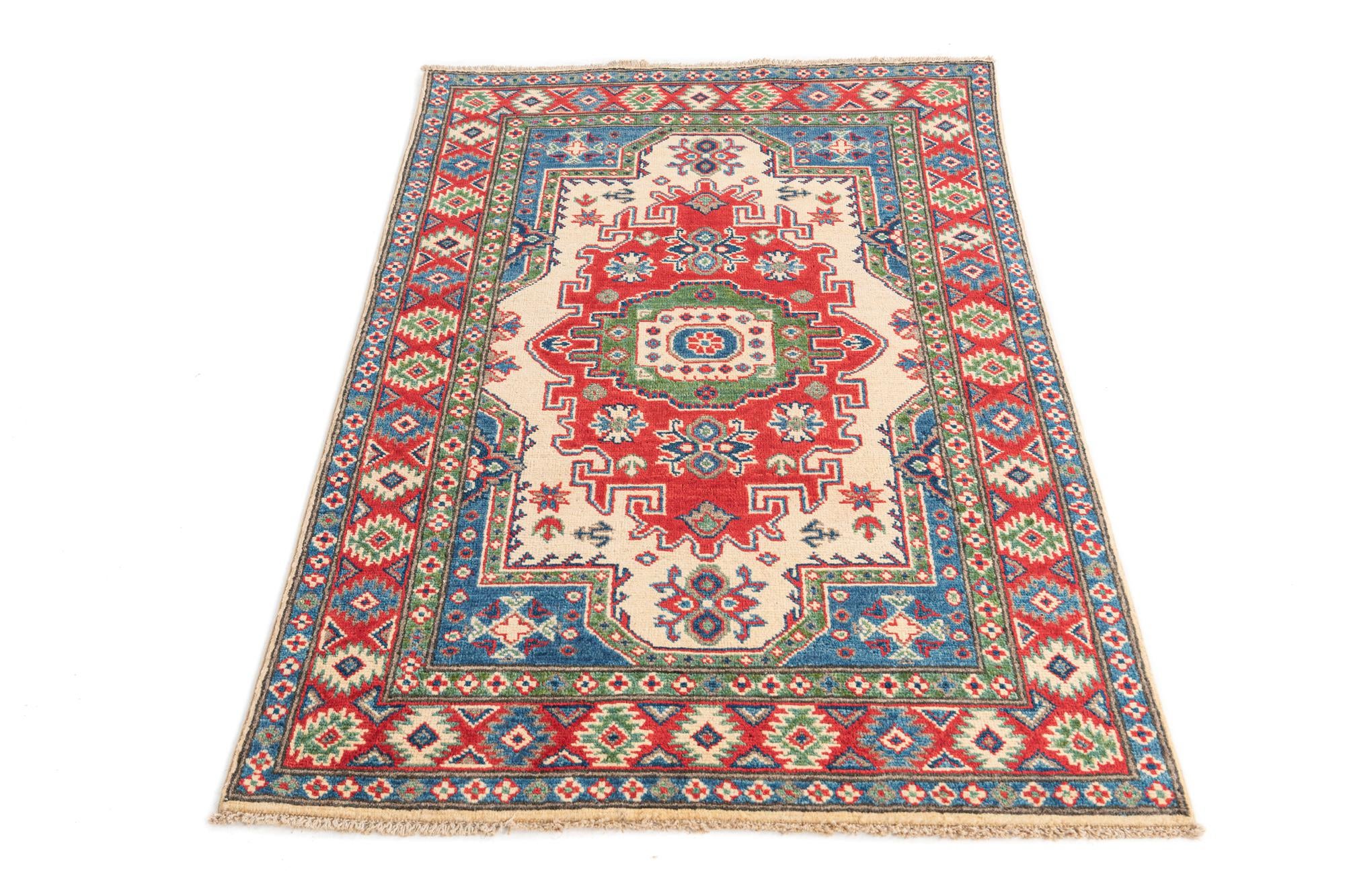 3' 3 x 5' Hand Knotted Kazak Rug