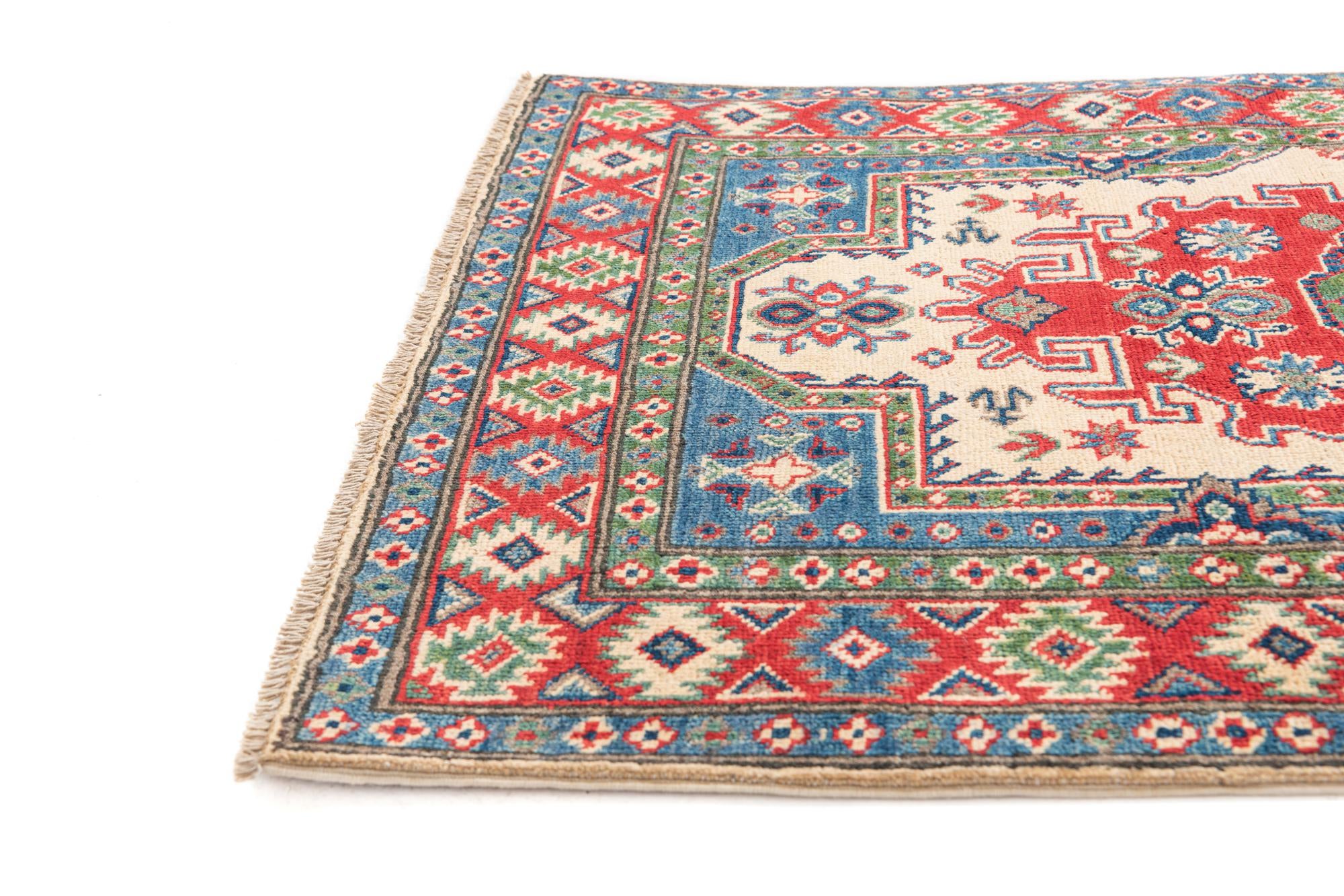 3' 3 x 5' Hand Knotted Kazak Rug