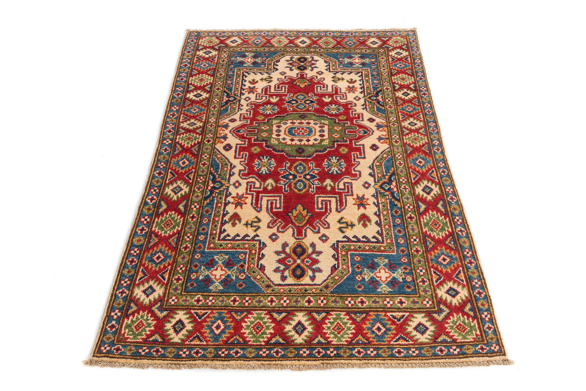 3' 4 x 5' 2 Hand Knotted Kazak Rug