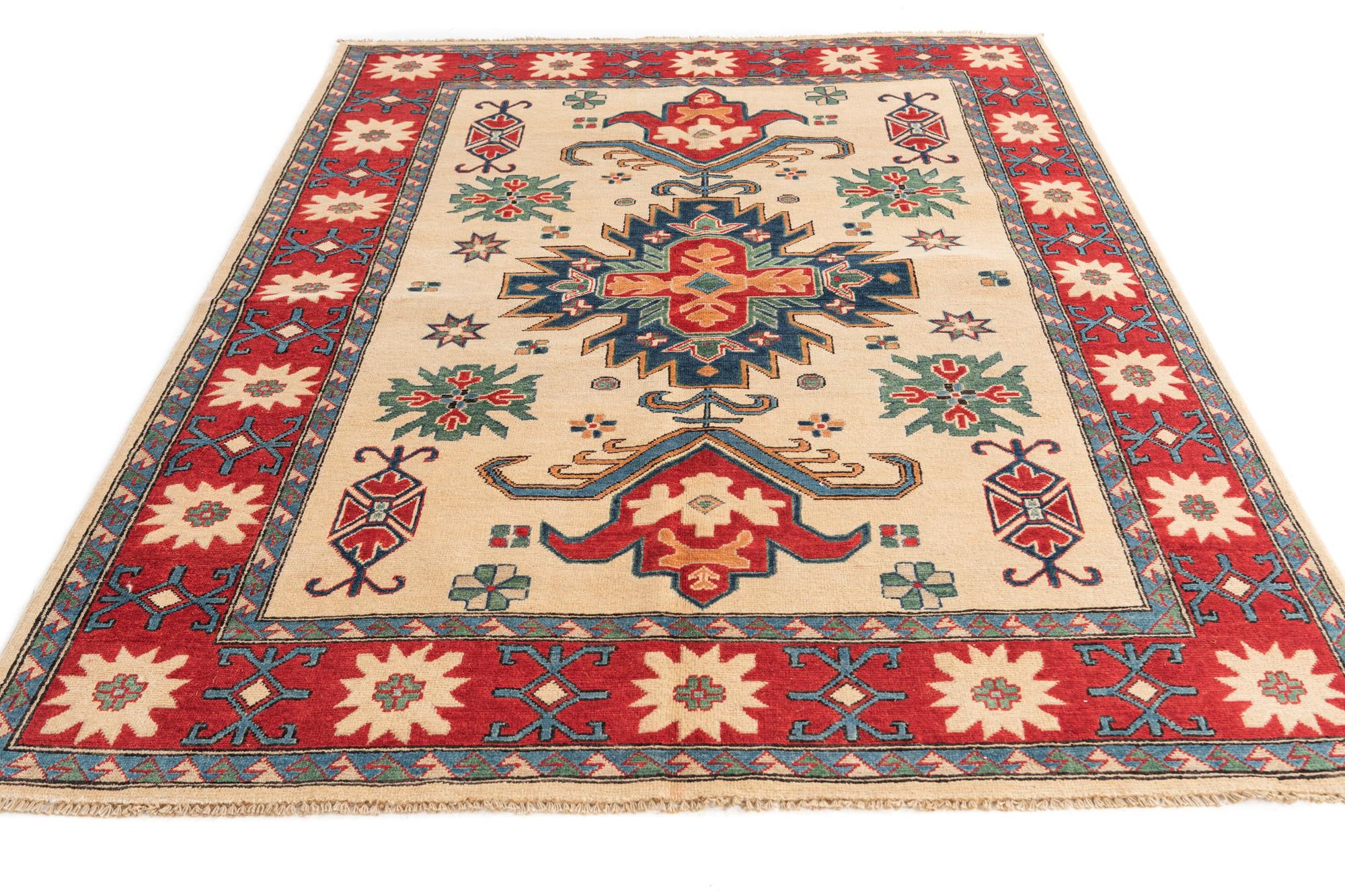 5' 7 x 7' 7 Hand Knotted Kazak Rug