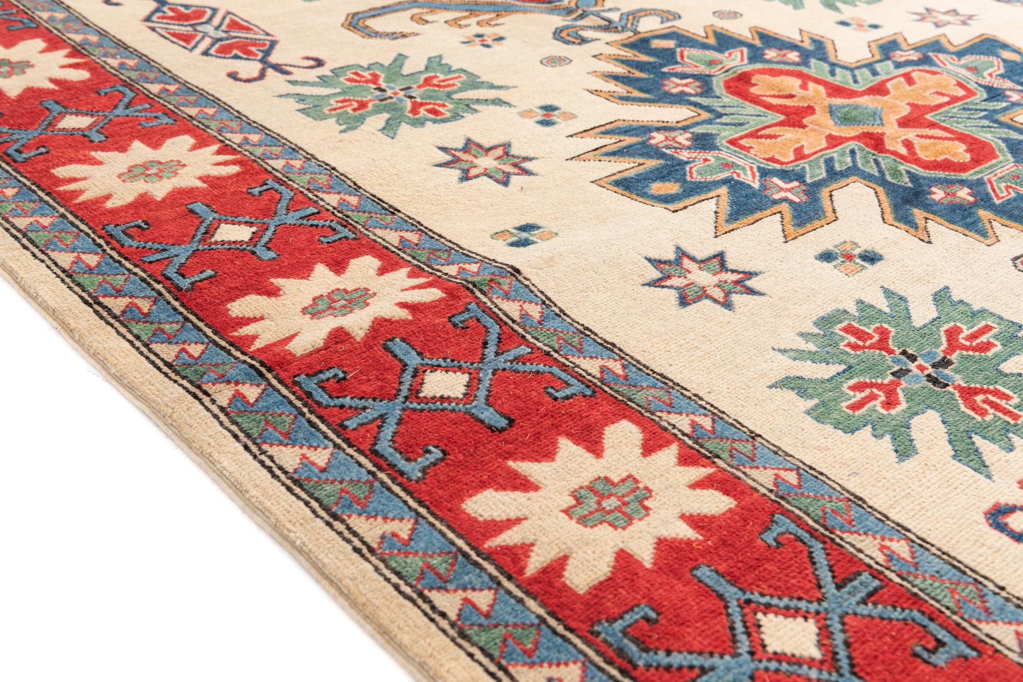 5' 7 x 7' 7 Hand Knotted Kazak Rug