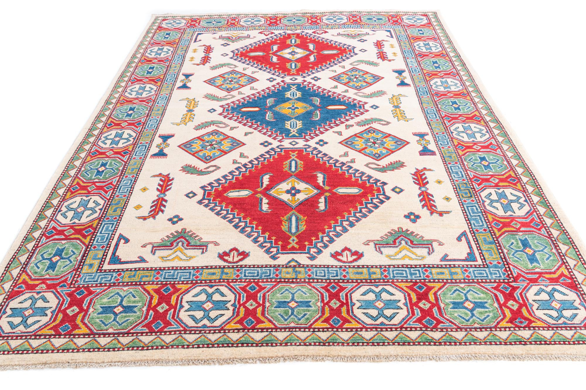 6' 6 x 9' 5 Hand Knotted Kazak Rug