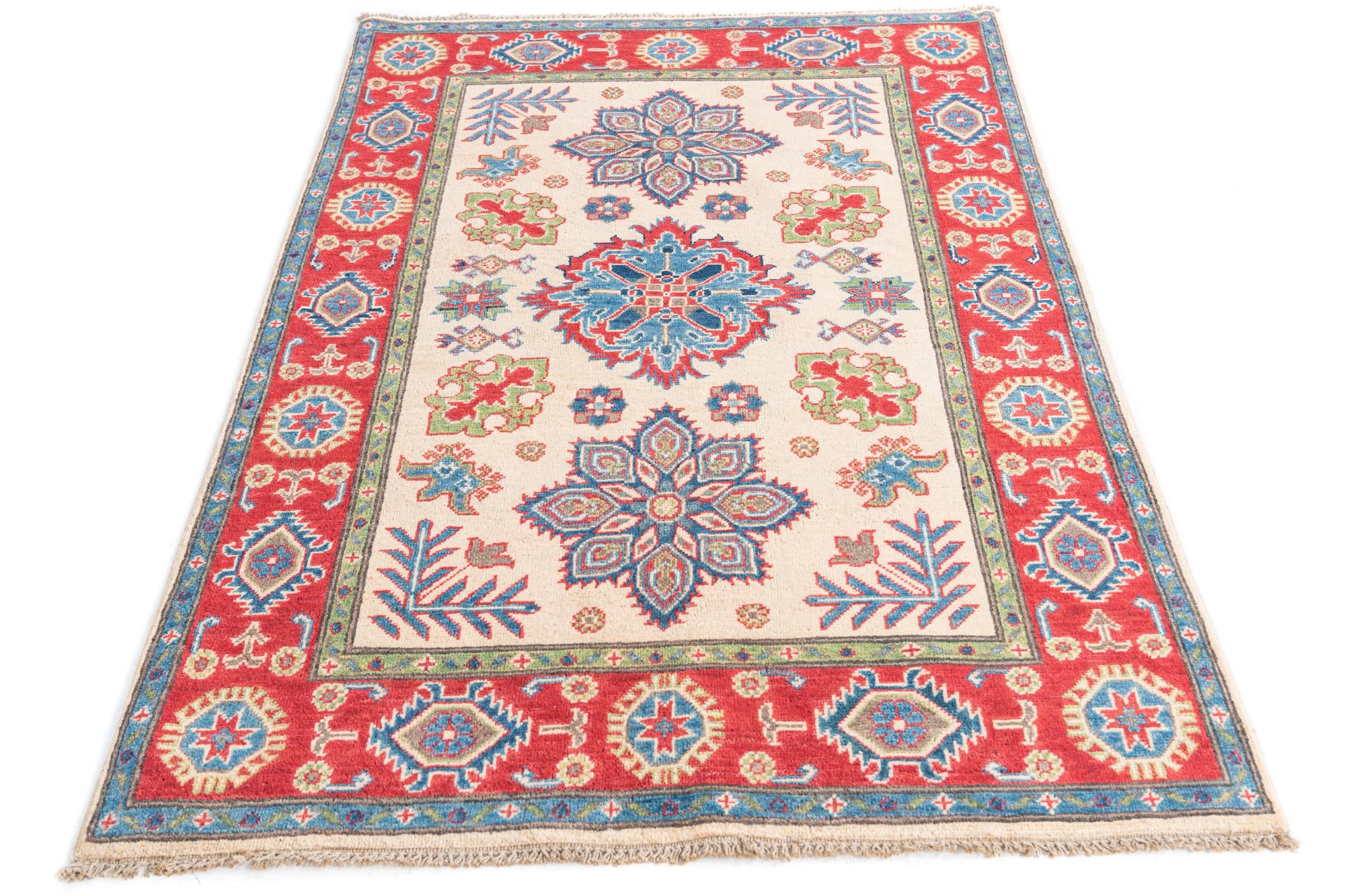 3' 10 x 6' 1 Hand Knotted Kazak Rug