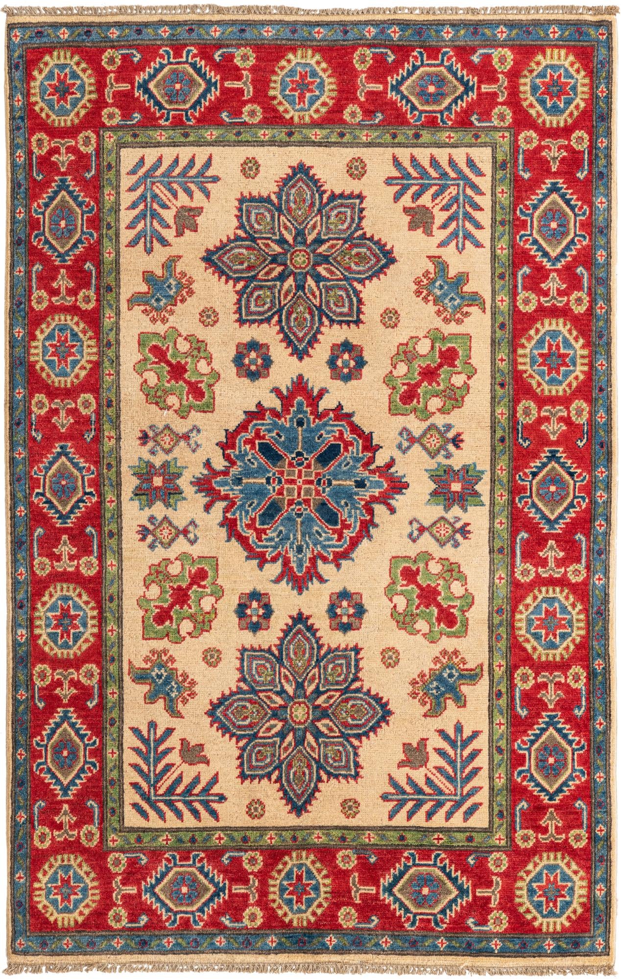 3' 10 x 6' 1 Hand Knotted Kazak Rug