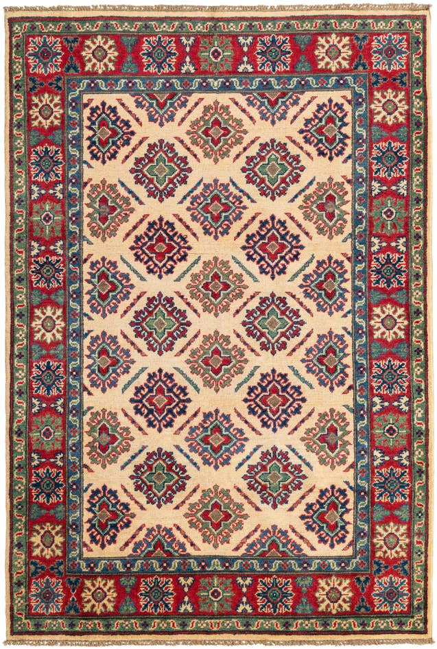 Detail image of 4' 2 x 6' 2 Hand Knotted Kazak Rug