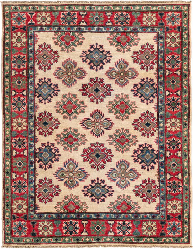Detail image of 4' 1 x 6' 1 Hand Knotted Kazak Rug