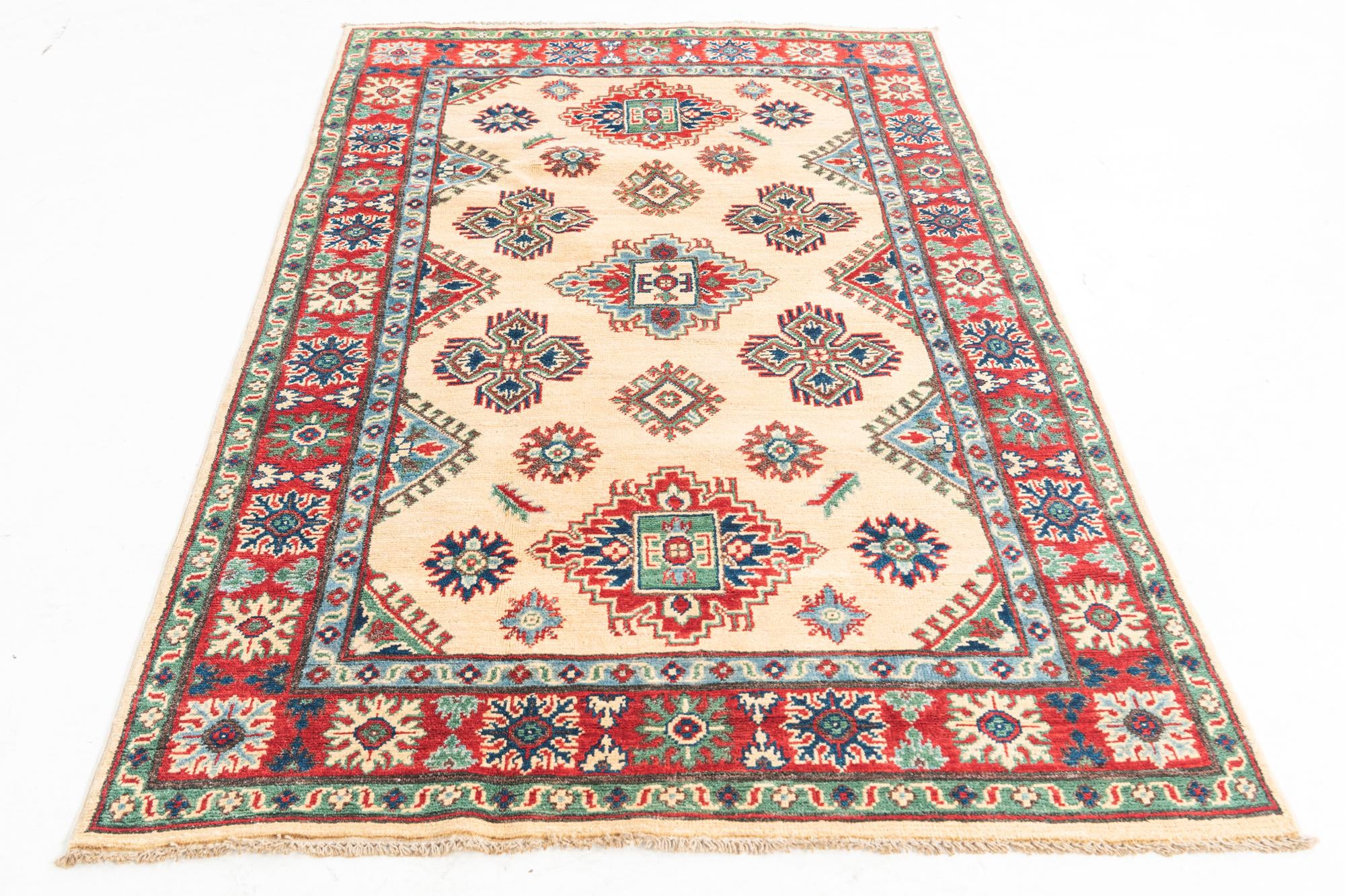 4' x 6' 2 Hand Knotted Kazak Rug