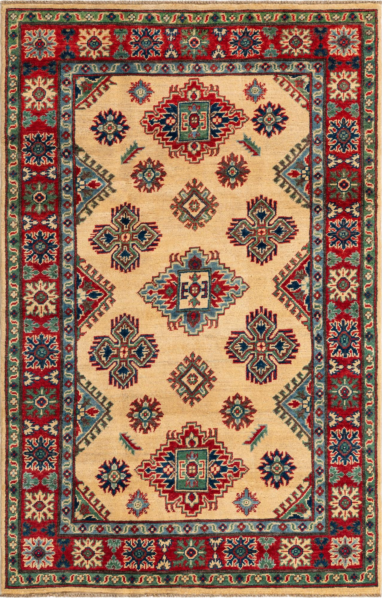 4' x 6' 2 Hand Knotted Kazak Rug