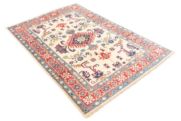 Detail image of 4' x 5' 10 Hand Knotted Kazak Rug