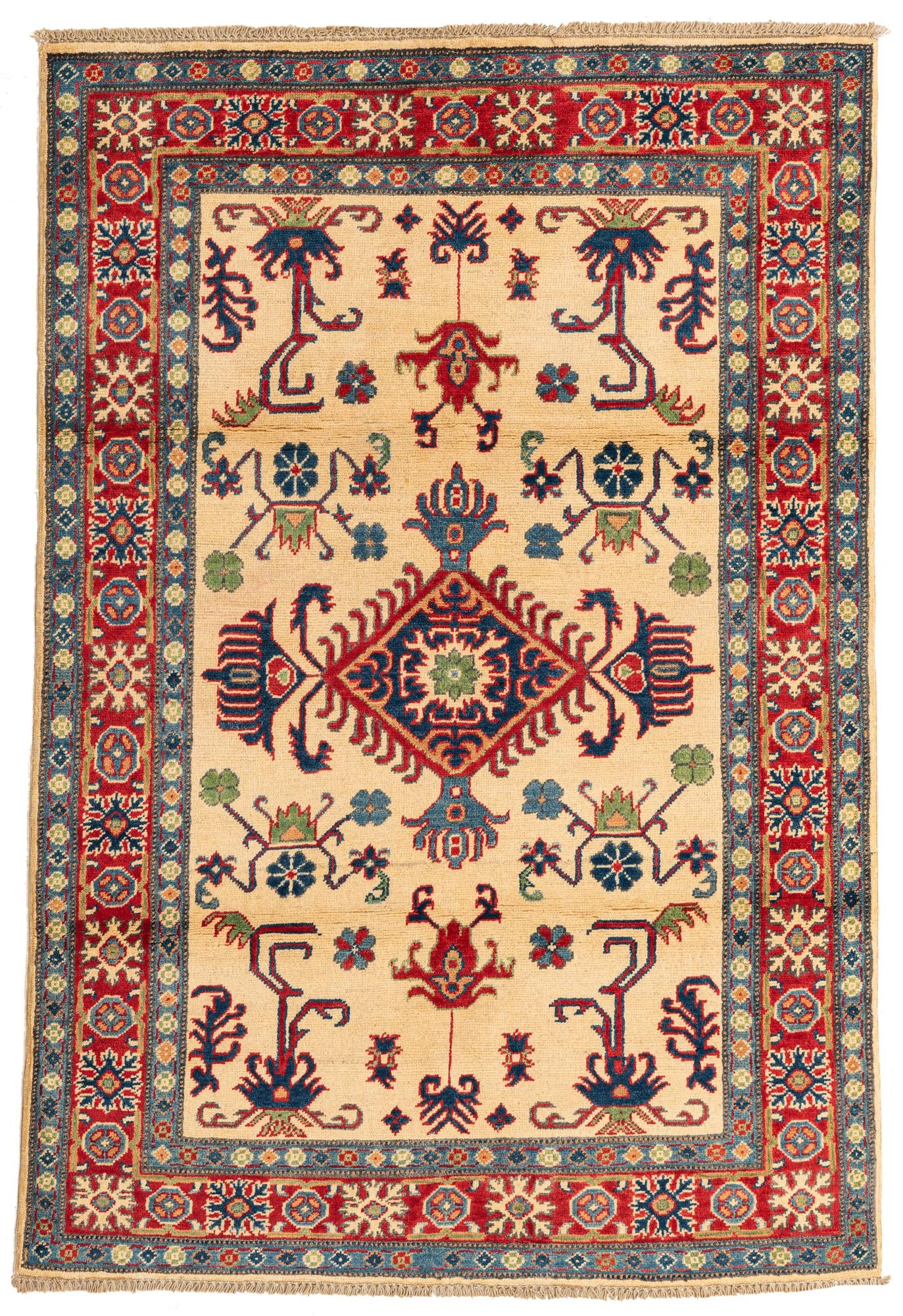 4' x 5' 10 Hand Knotted Kazak Rug