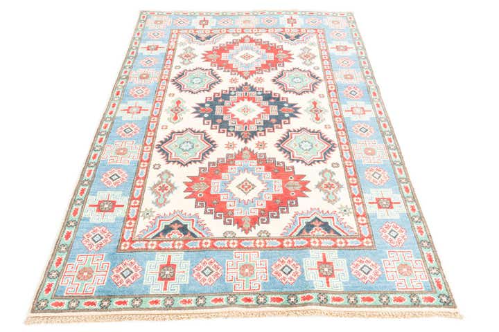 4' x 6' 4 Hand Knotted Kazak Rug