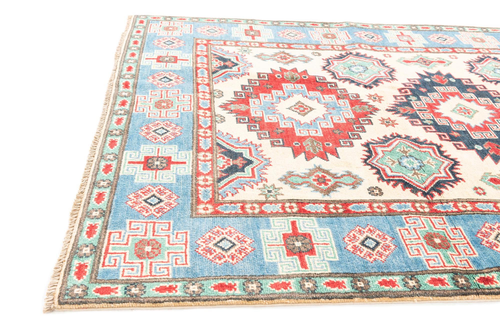 4' x 6' 4 Hand Knotted Kazak Rug