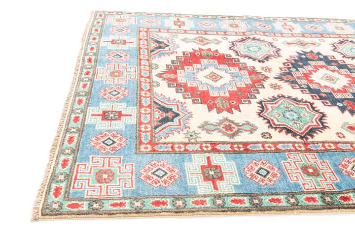 4' x 6' 4 Hand Knotted Kazak Rug