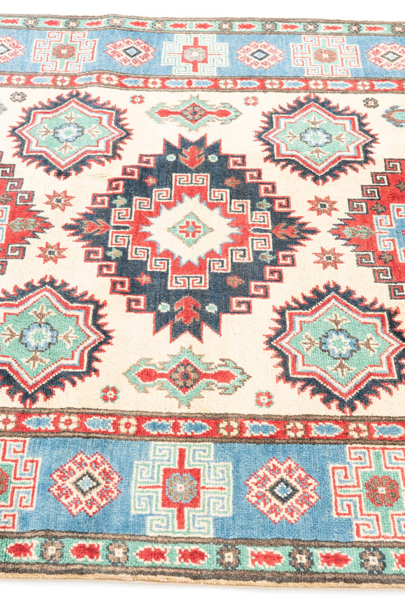 4' x 6' 4 Hand Knotted Kazak Rug