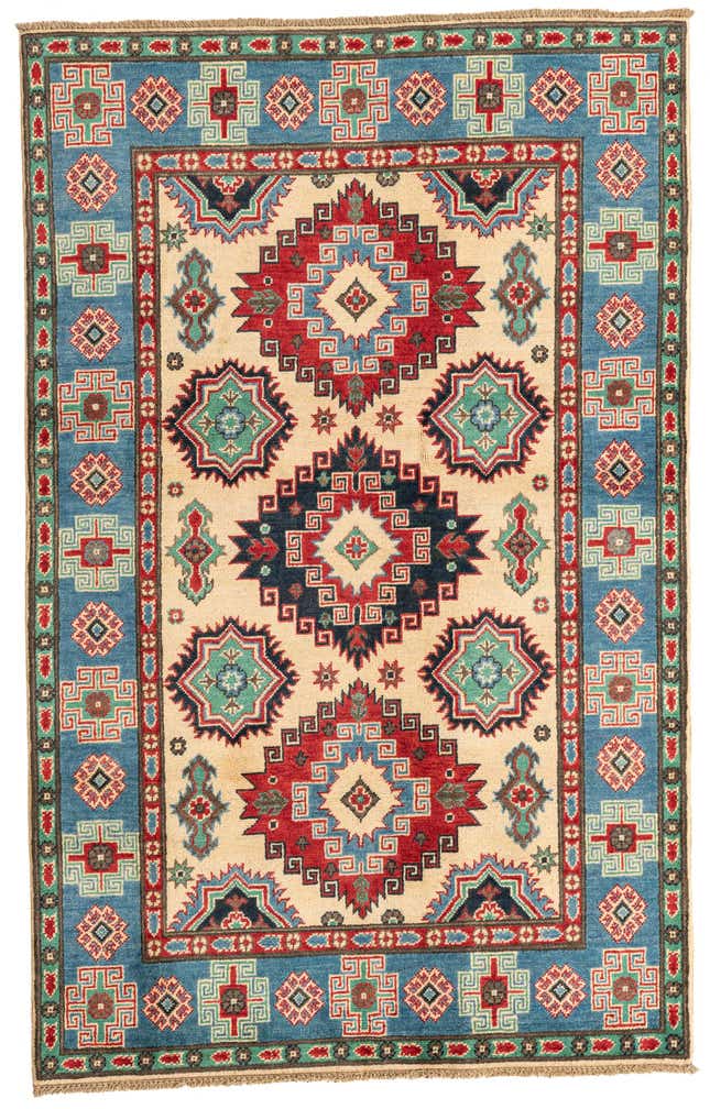 4' x 6' 4 Hand Knotted Kazak Rug