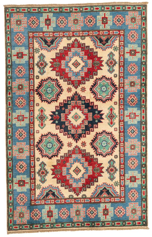 Detail image of 4' x 6' 4 Hand Knotted Kazak Rug