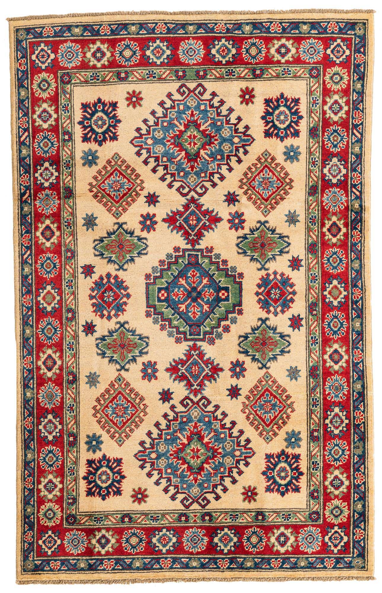 4' x 6' 2 Hand Knotted Kazak Rug