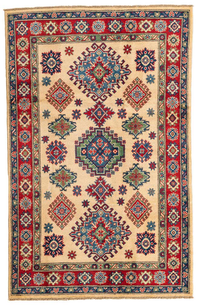 4' x 6' 2 Hand Knotted Kazak Rug