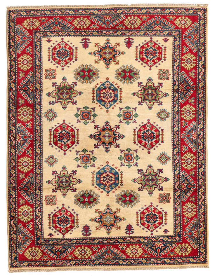 Detail image of 4' 2 x 6' 2 Hand Knotted Kazak Rug
