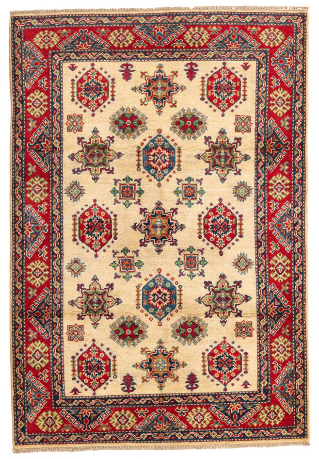 Detail image of 4' 2 x 6' 2 Hand Knotted Kazak Rug