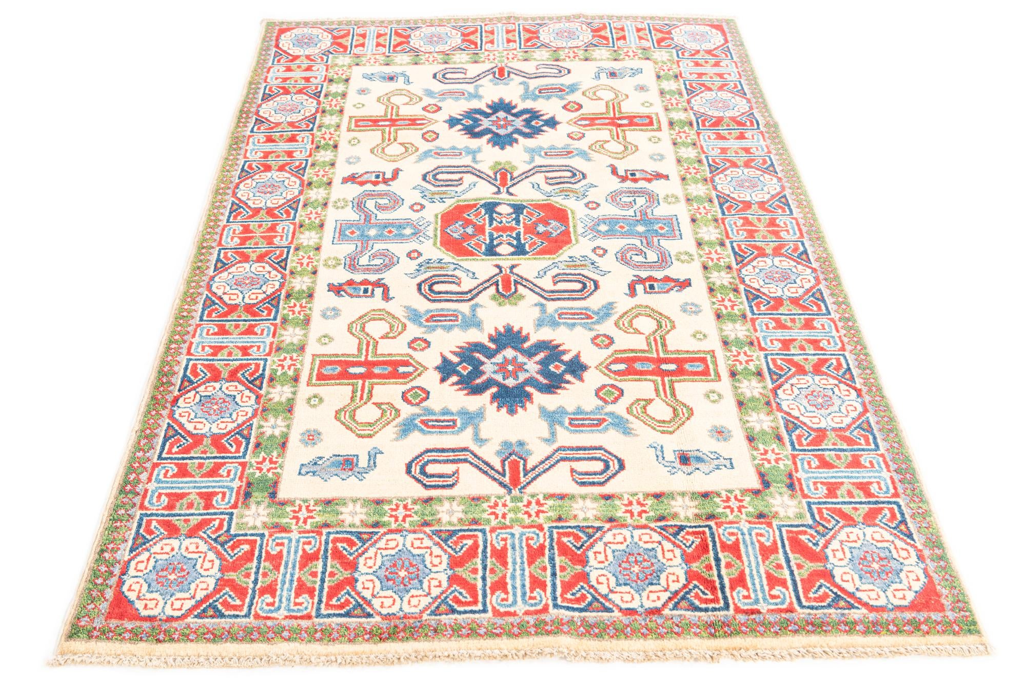 4' x 6' 1 Hand Knotted Kazak Rug