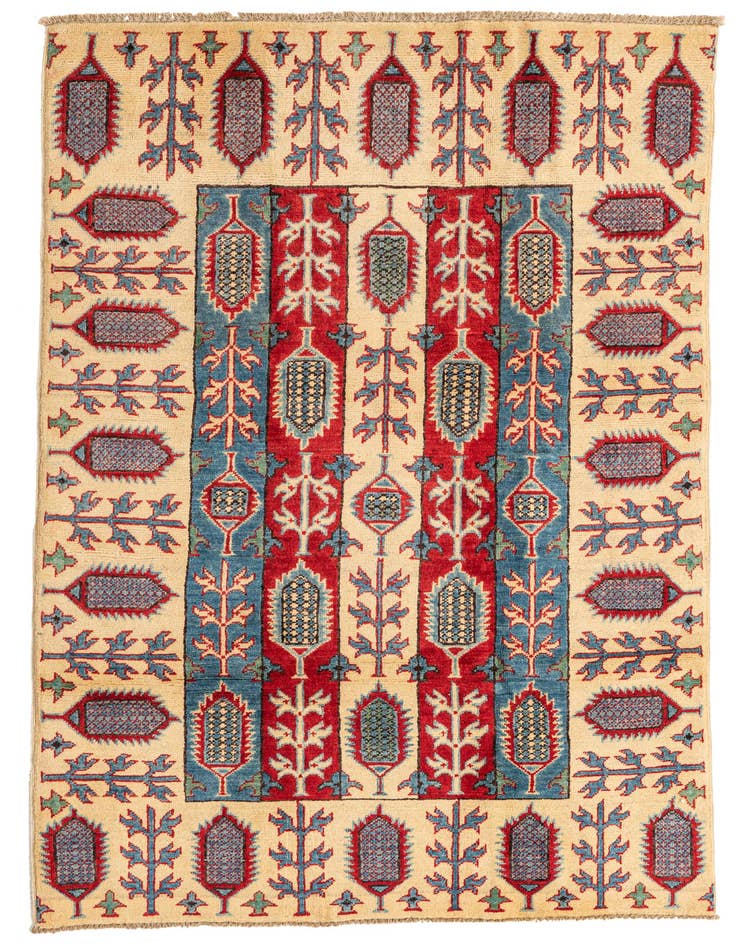 Detail image of 4' x 5' 10 Hand Knotted Kazak Rug