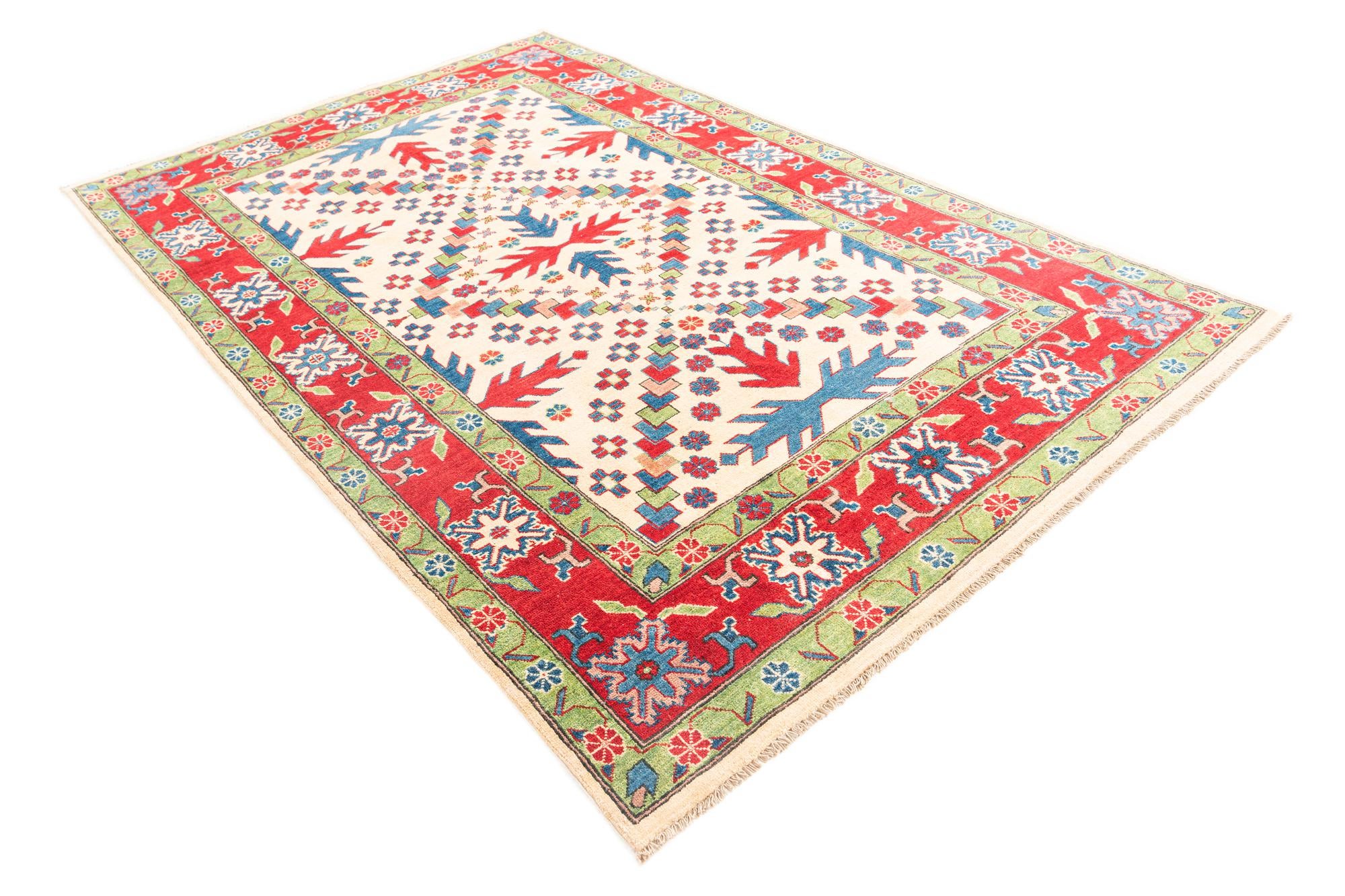 5' 7 x 9' Hand Knotted Kazak Rug