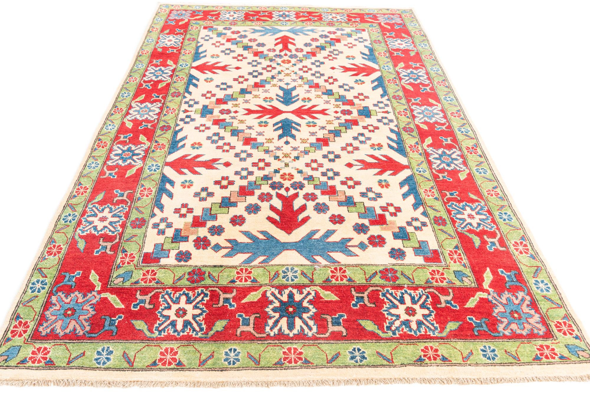 5' 7 x 9' Hand Knotted Kazak Rug