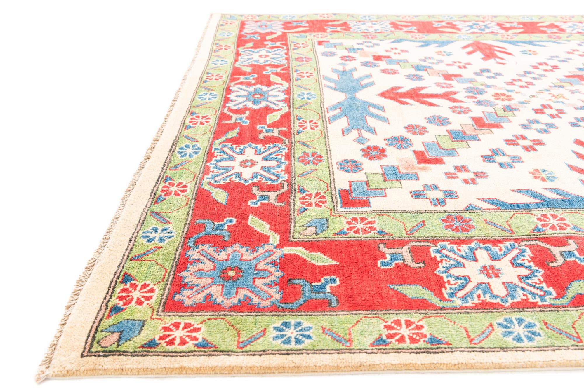 5' 7 x 9' Hand Knotted Kazak Rug