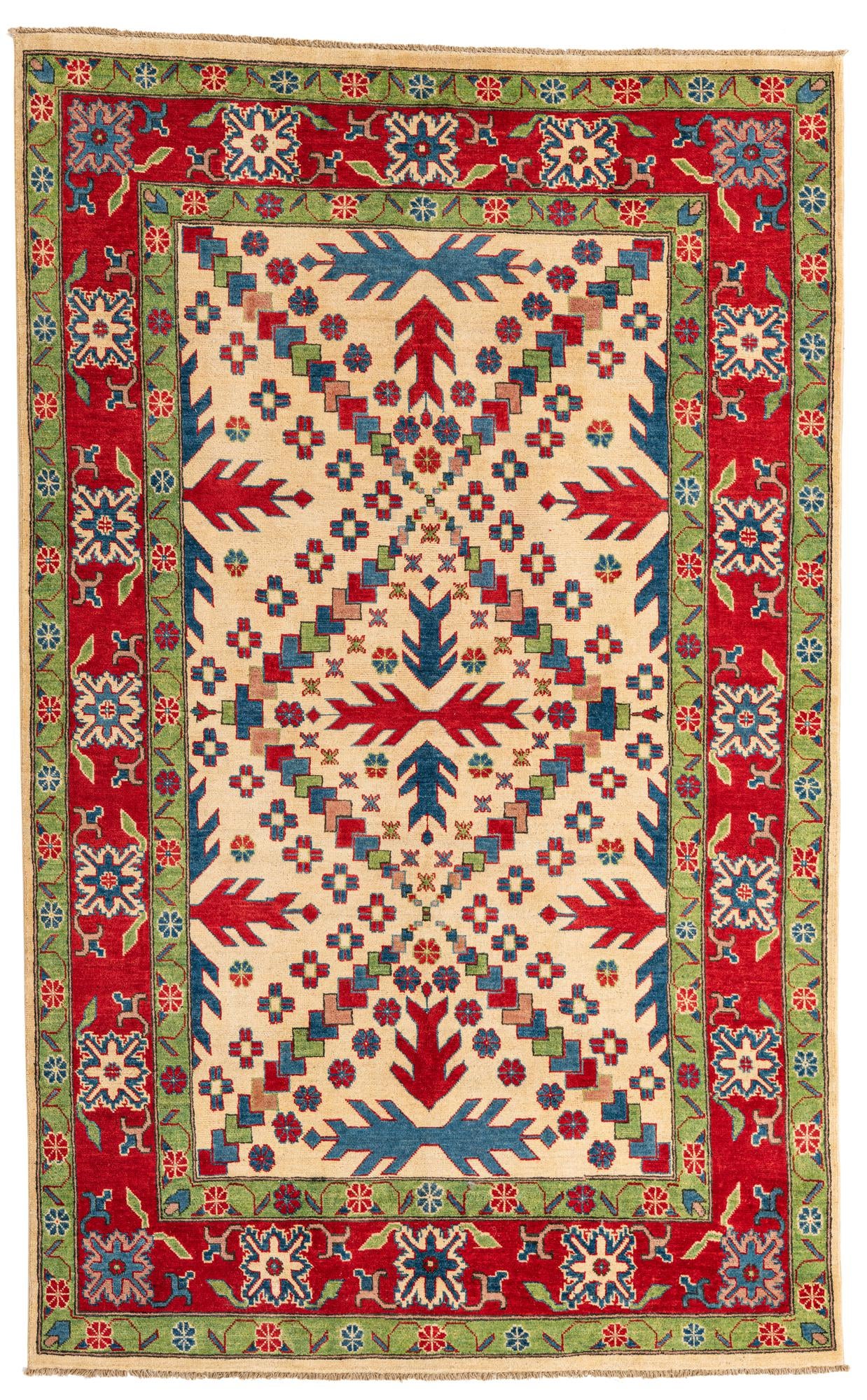 5' 7 x 9' Hand Knotted Kazak Rug