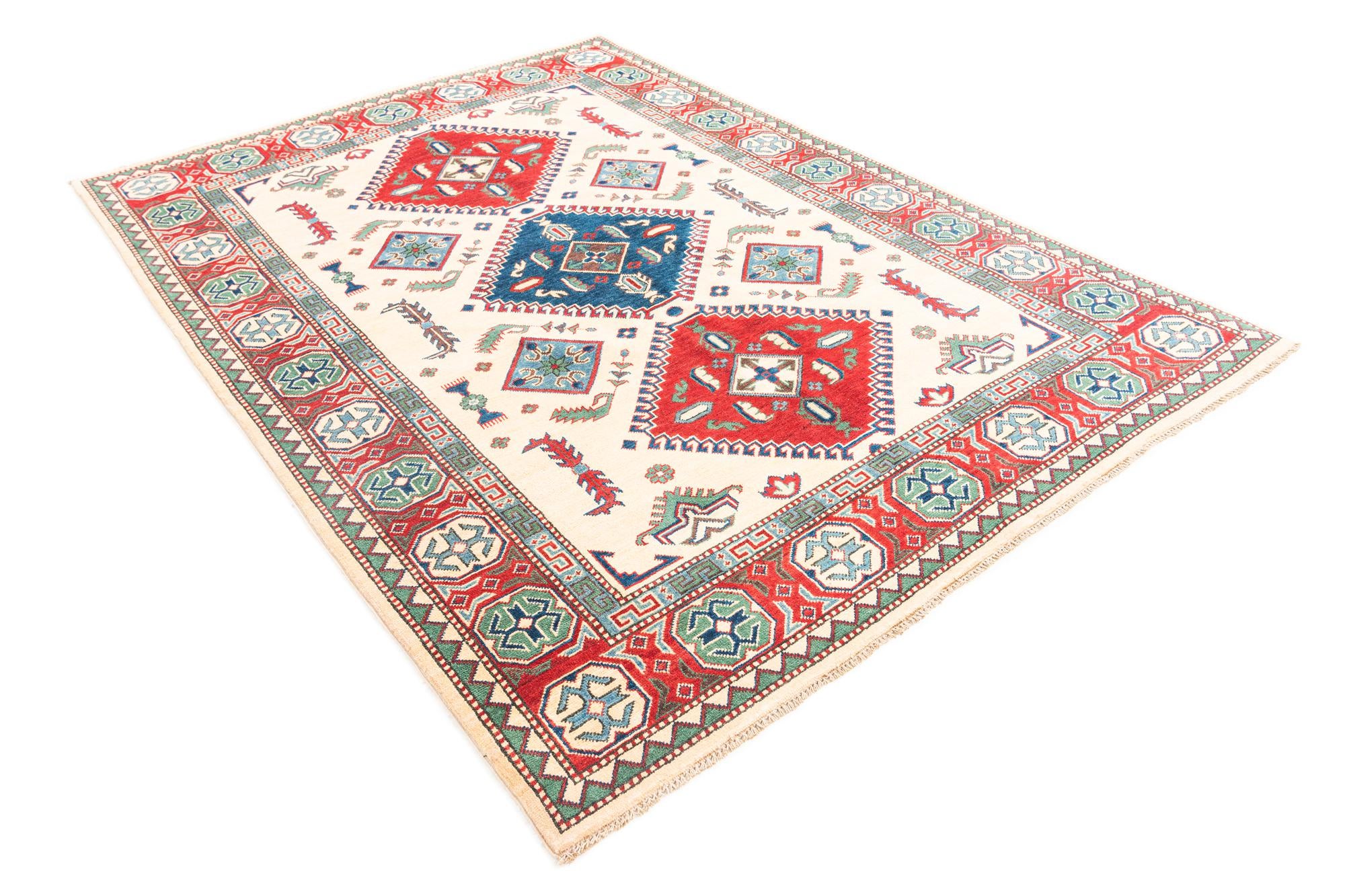 5' 7 x 7' 10 Hand Knotted Kazak Rug