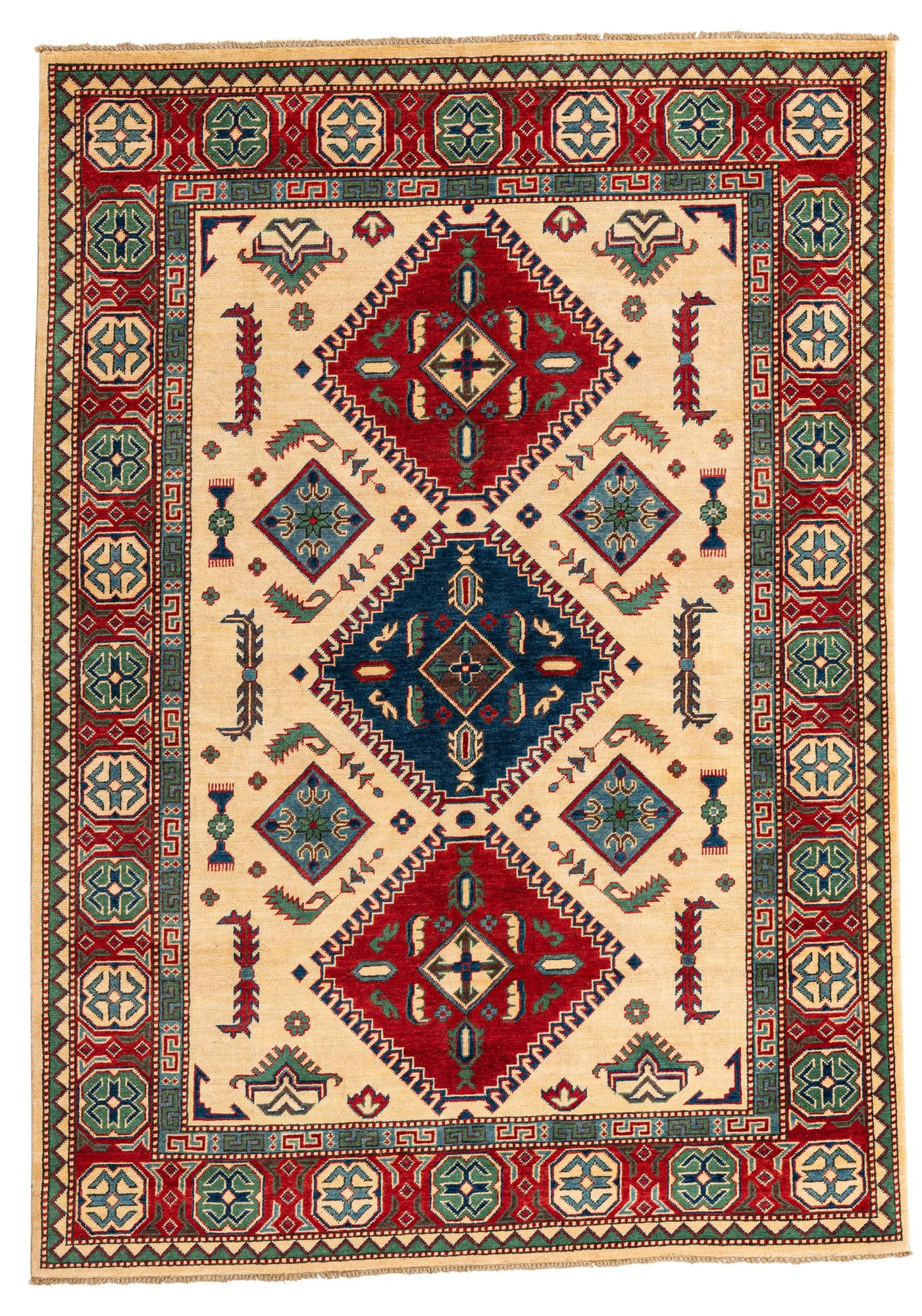 5' 7 x 7' 10 Hand Knotted Kazak Rug