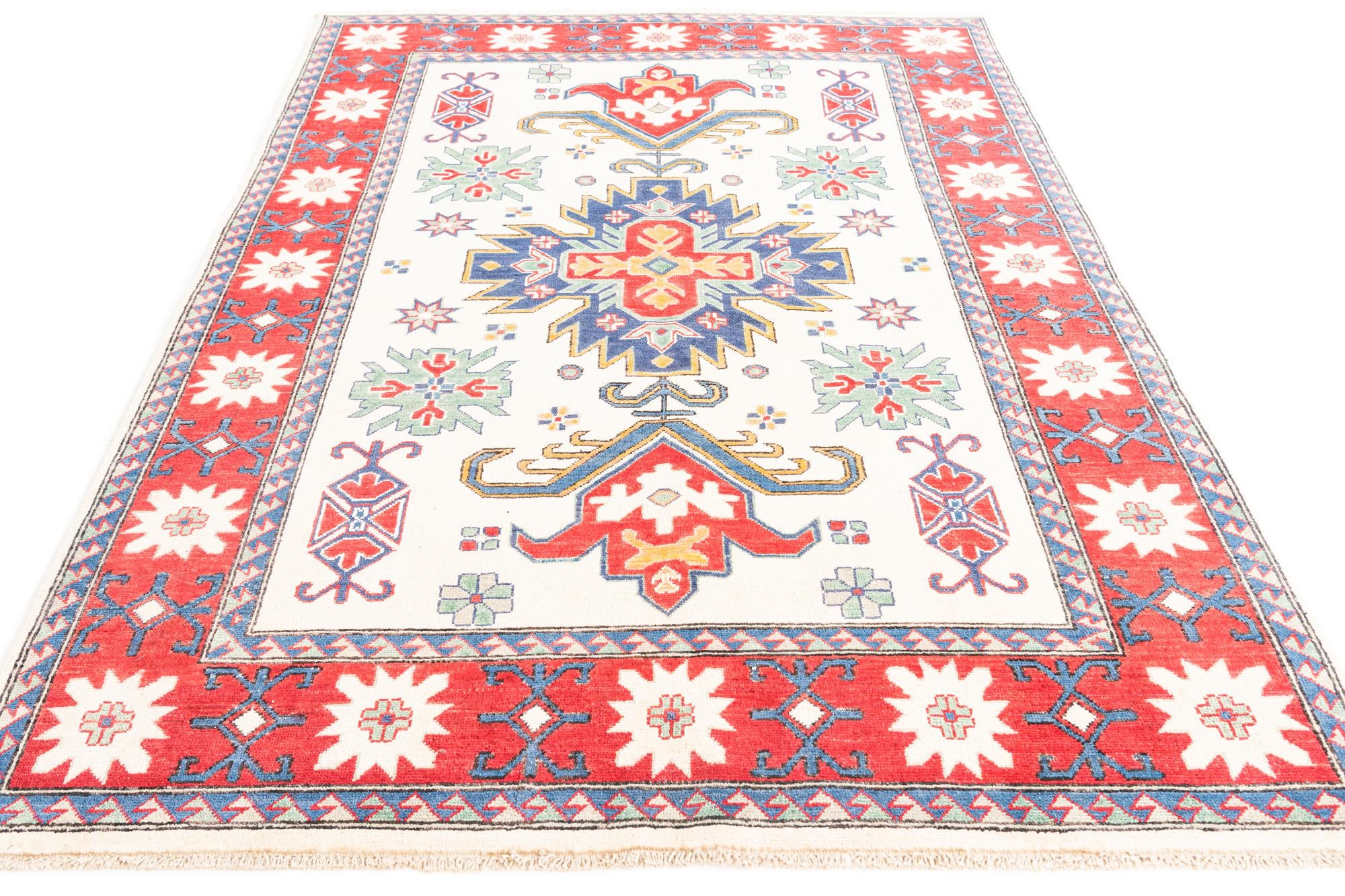 5' 8 x 8' Hand Knotted Kazak Rug