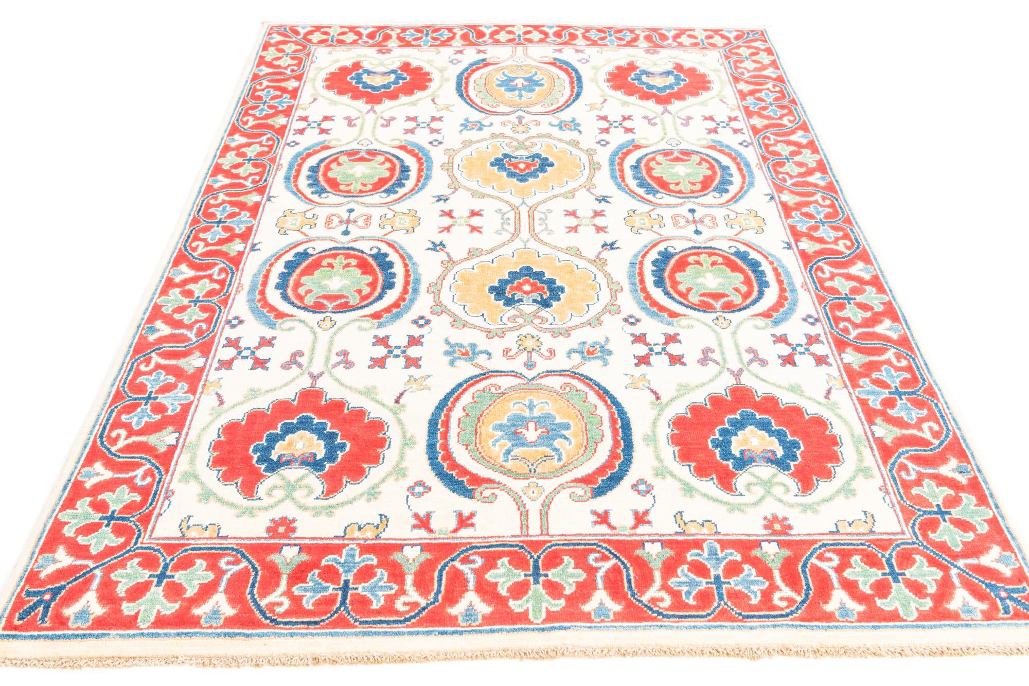 5' x 7' Hand Knotted Kazak Rug
