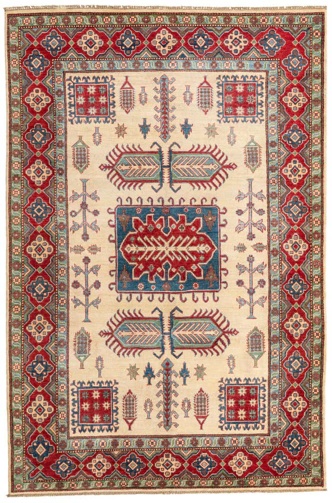 6' 1 x 9' 3 Hand Knotted Kazak Rug