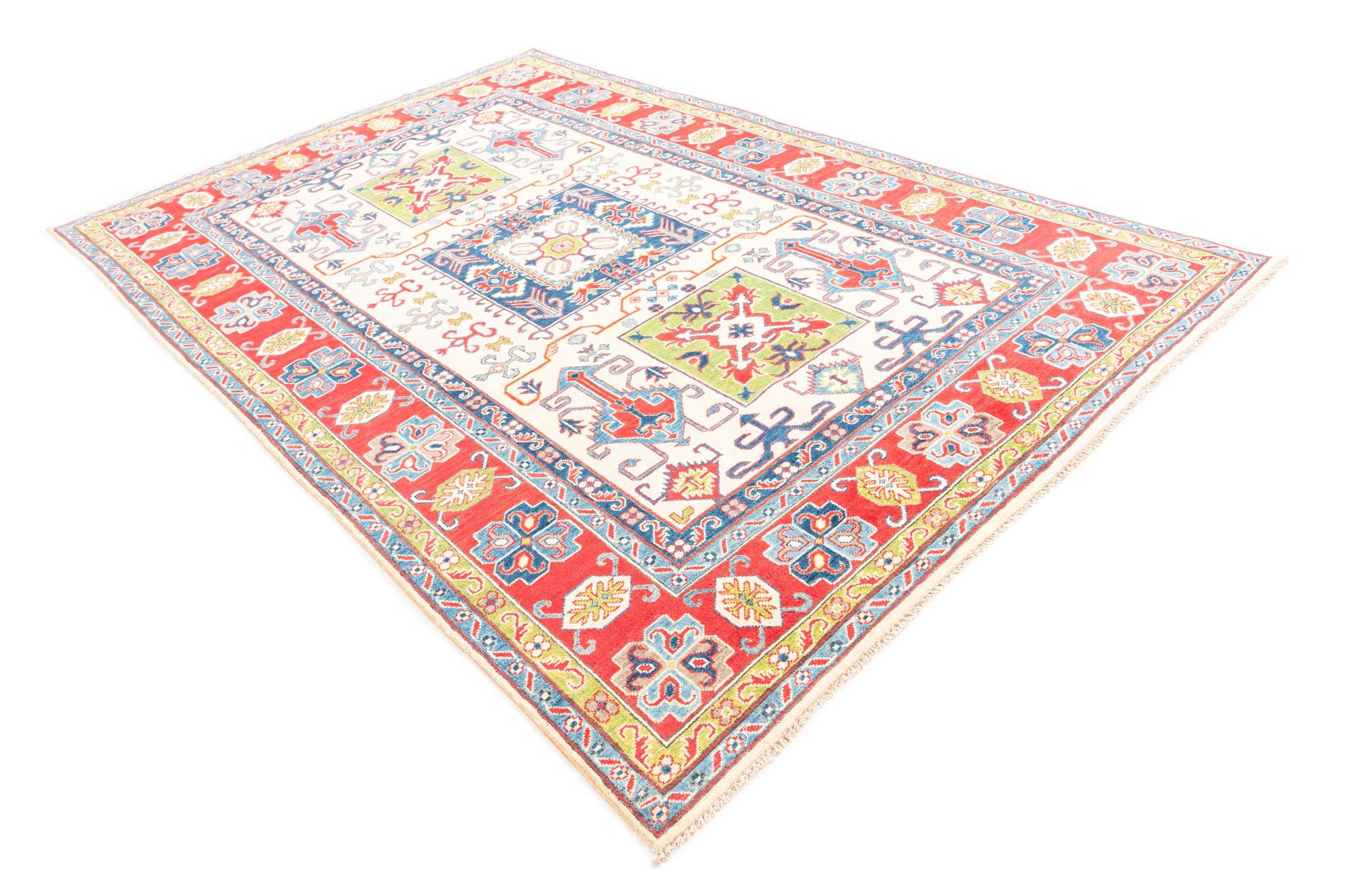 6' 7 x 10' 2 Hand Knotted Kazak Rug