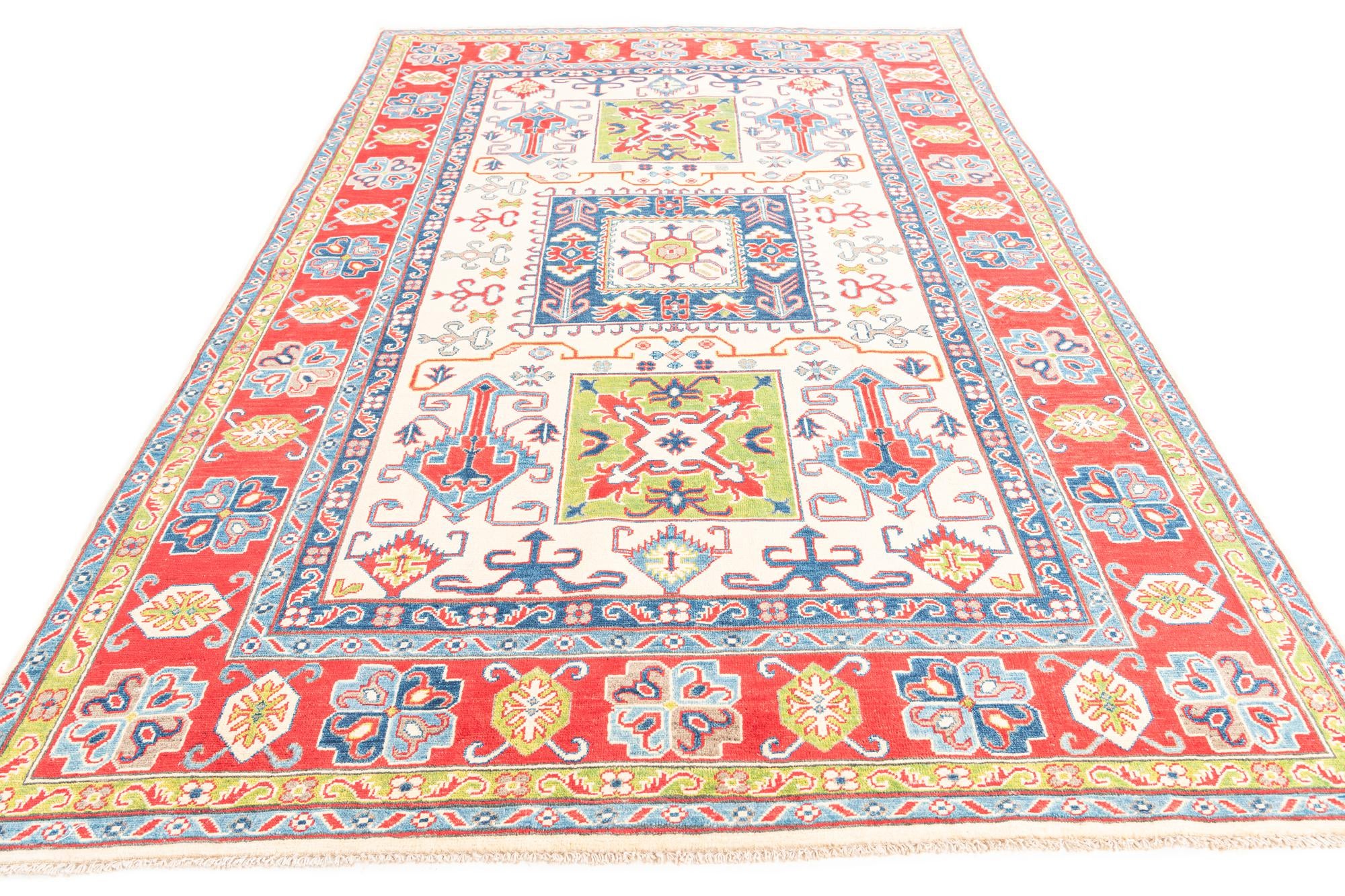 6' 7 x 10' 2 Hand Knotted Kazak Rug