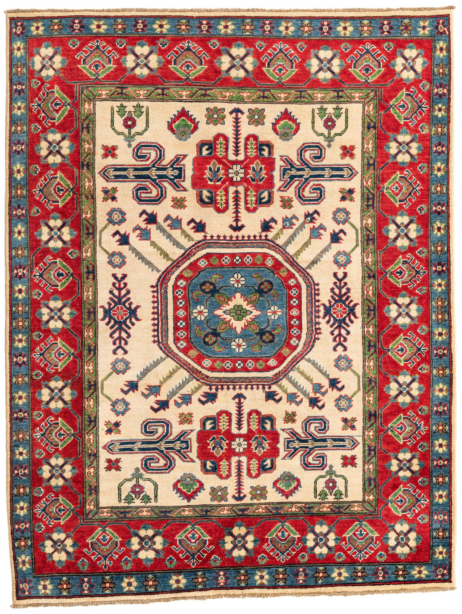 5' 1 x 6' 7 Hand Knotted Kazak Rug
