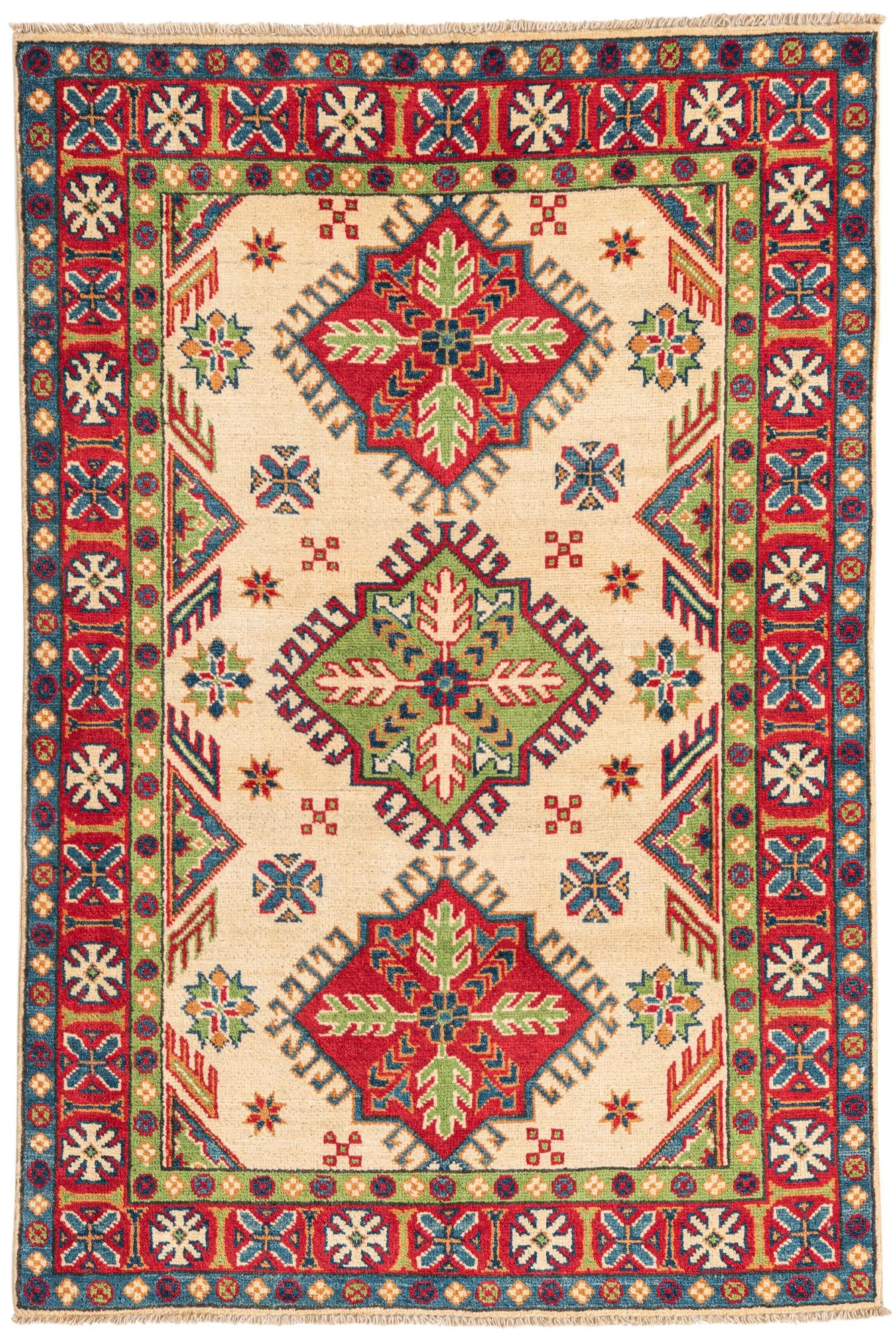 3' 4 x 5' Hand Knotted Kazak Rug