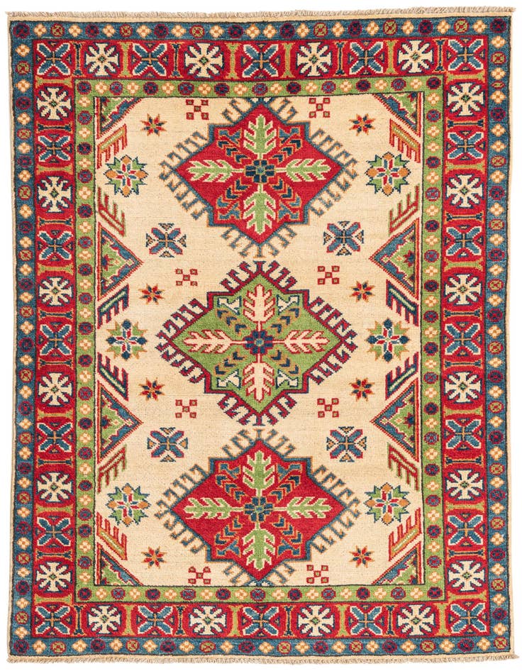 Detail image of 3' 4 x 5' Hand Knotted Kazak Rug