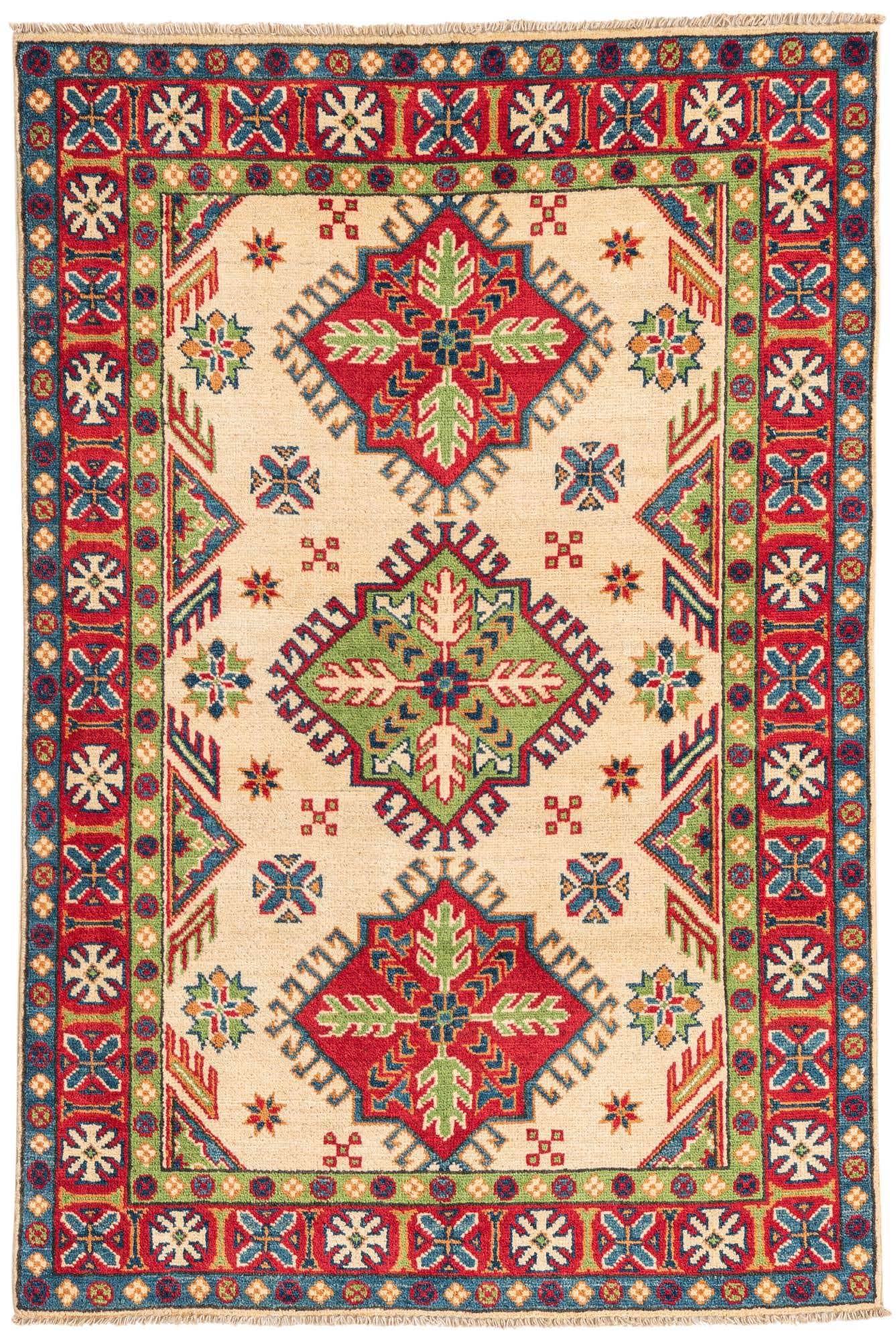 3' 4 x 5' Hand Knotted Kazak Rug