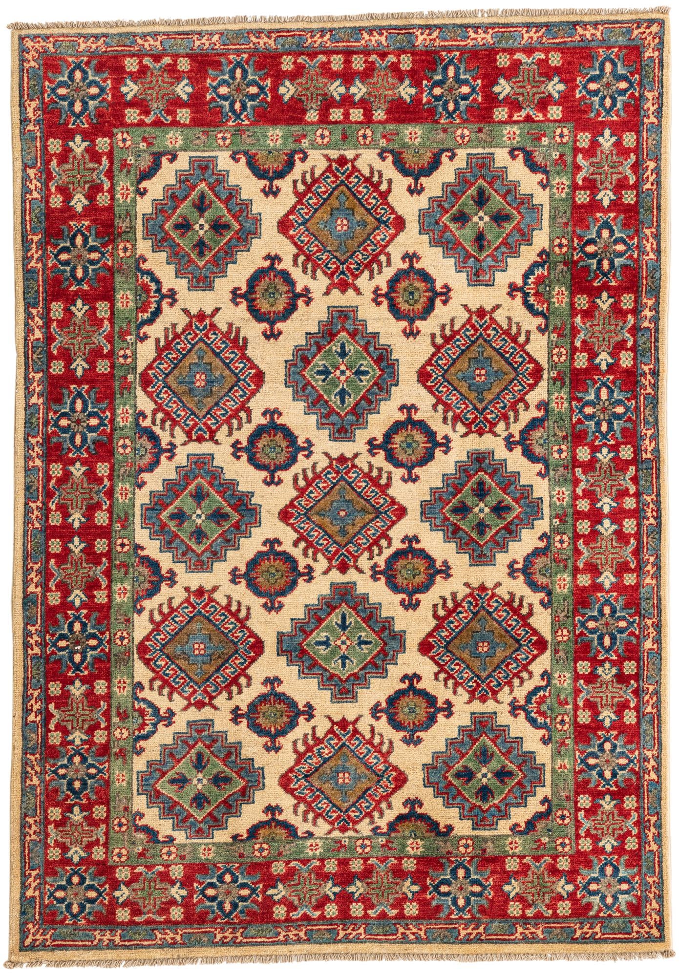 4' x 5' 7 Hand Knotted Kazak Rug