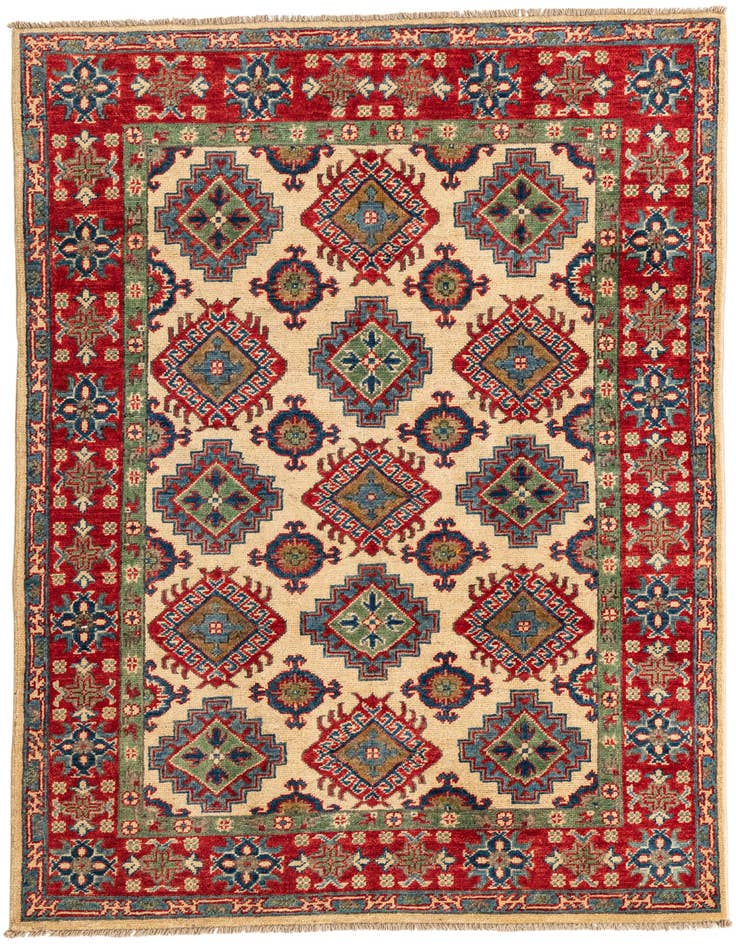 Detail image of 4' x 5' 7 Hand Knotted Kazak Rug