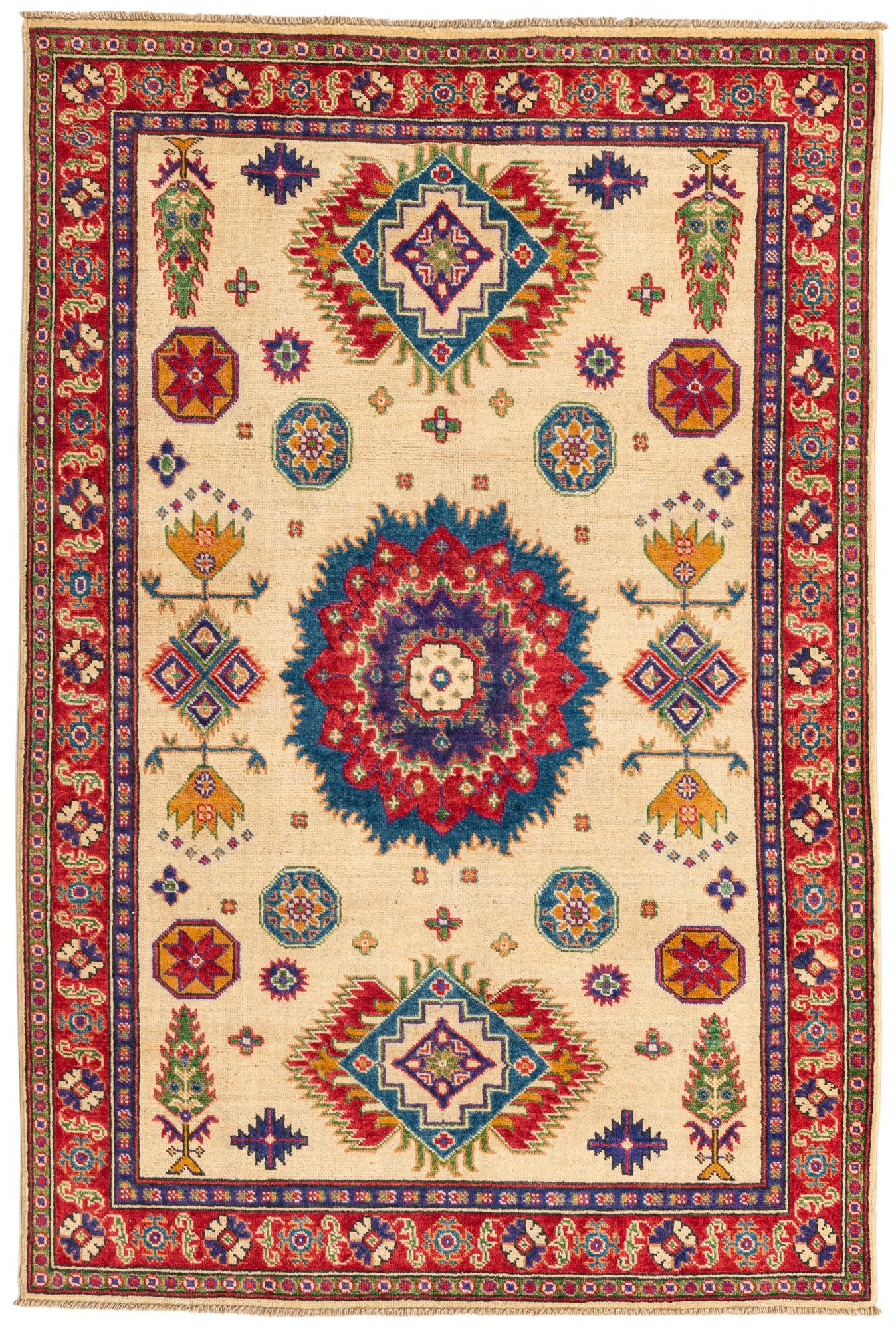 4' x 6' Hand Knotted Kazak Rug