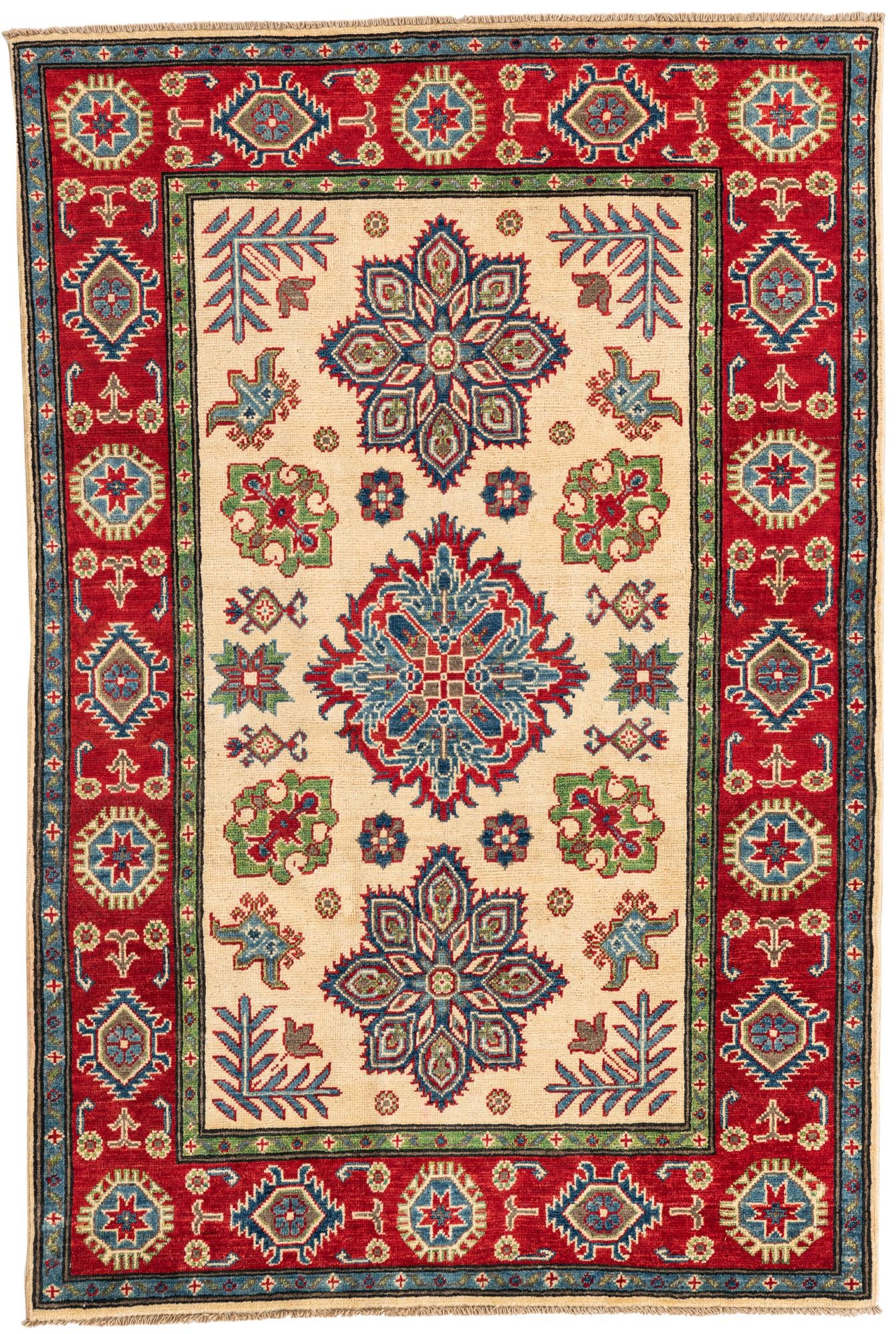 4' x 6' Hand Knotted Kazak Rug